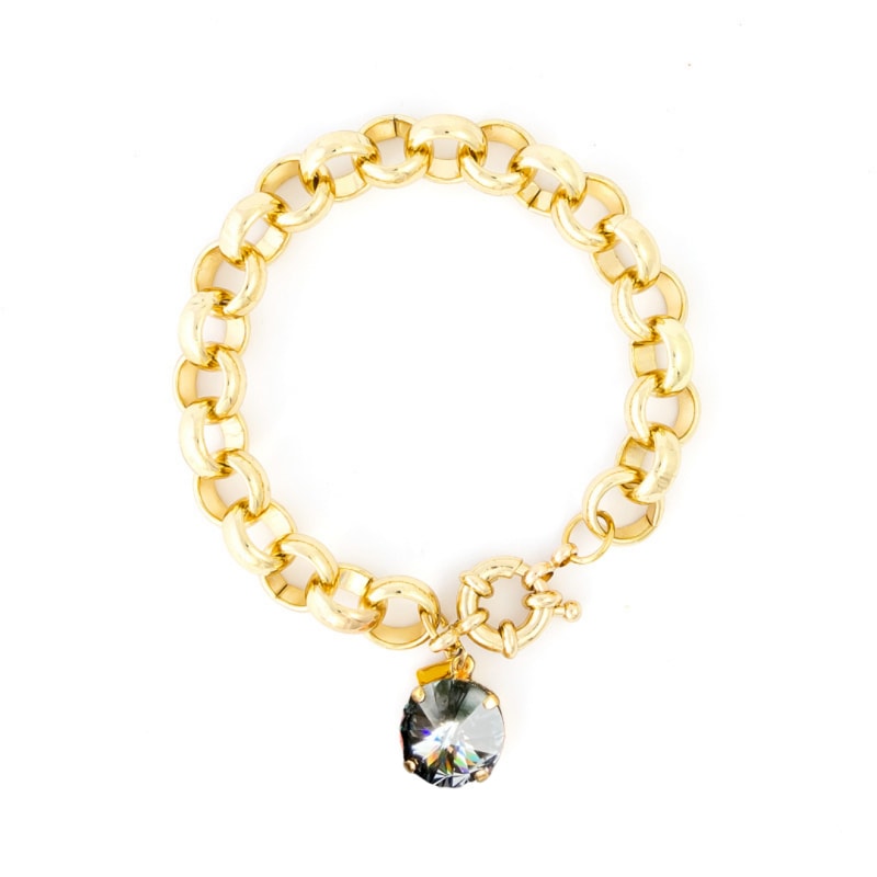 Courtney Charm Bracelet Chunky Rolo Chain With Crystal Charm