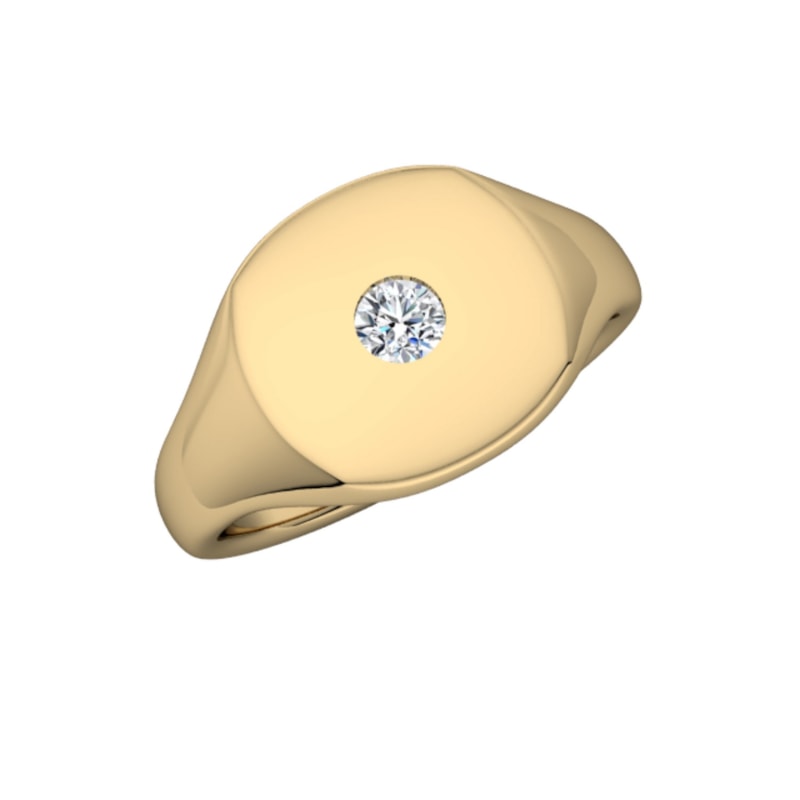 Thumbnail of 14K Gold Signet Ring With Diamond Yellow Gold image