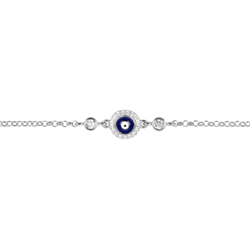 Thumbnail of Evil Eye Enamel Dark Blue Bracelet Silver image