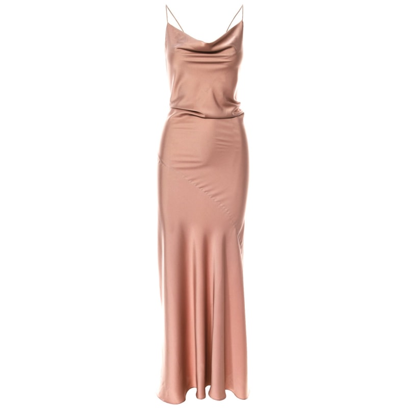 Thumbnail of Tulum Cowl Neck Satin Ankle  Dress In Pink image