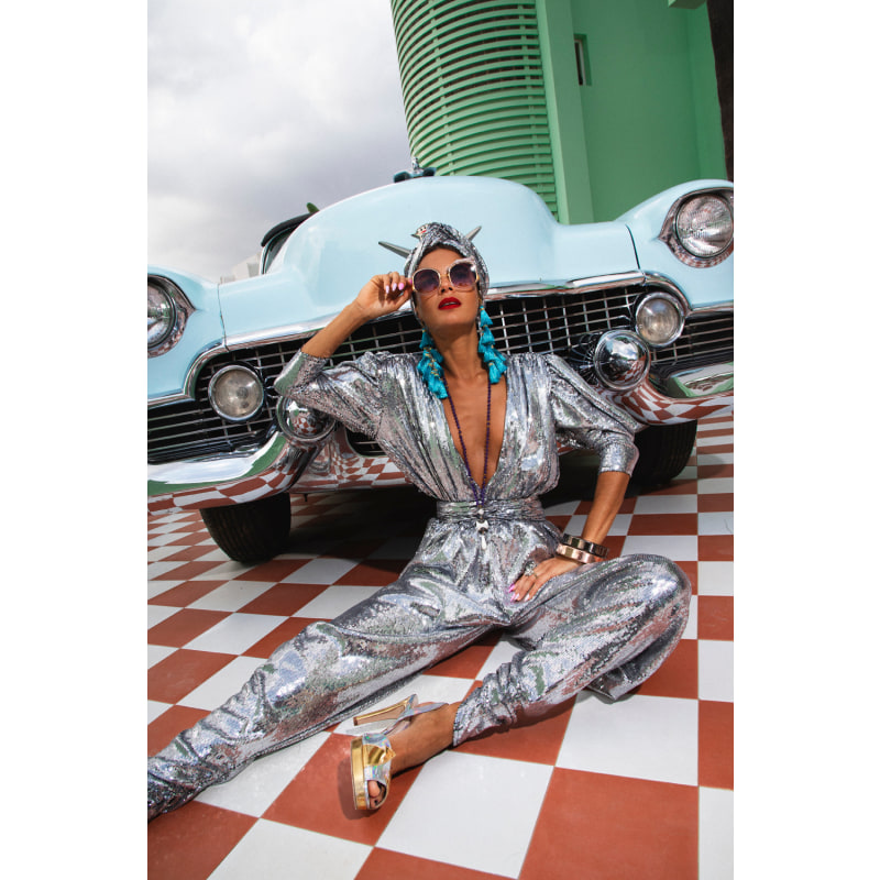 Thumbnail of Gloria Sequin Silver Sirena Jumpsuit Set image