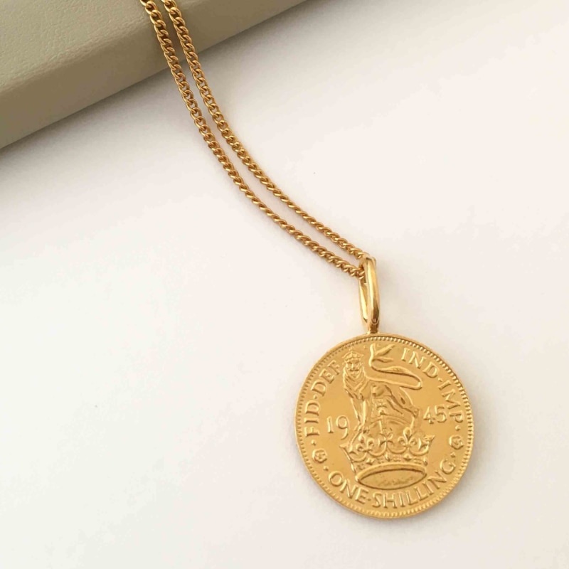 Thumbnail of British Shilling Coin & Chain In Yellow Gold Plate image