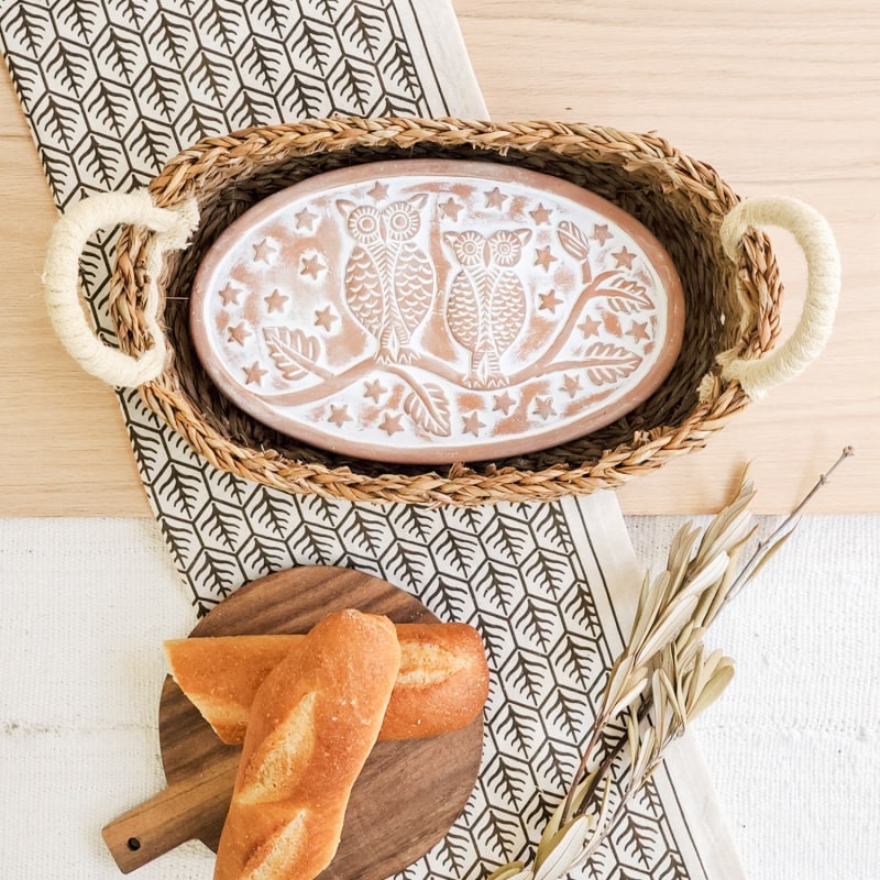 Ceramic Bread Basket with Towel