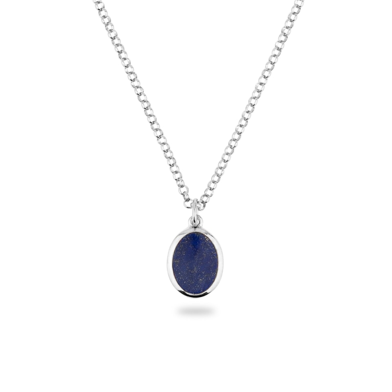 Thumbnail of Silver Jamestown Lapis Lazuli Oval Stone Necklace & Pendant image