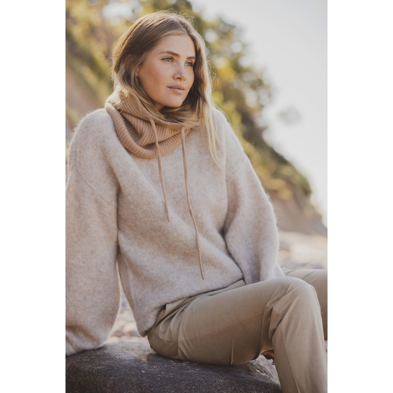 Over-sized Sweater Pullover Camel Polo-neck Alpaca Beige Big Comfy Sweater  Dress 