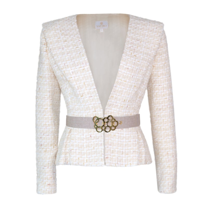 Cream tweed blazer top