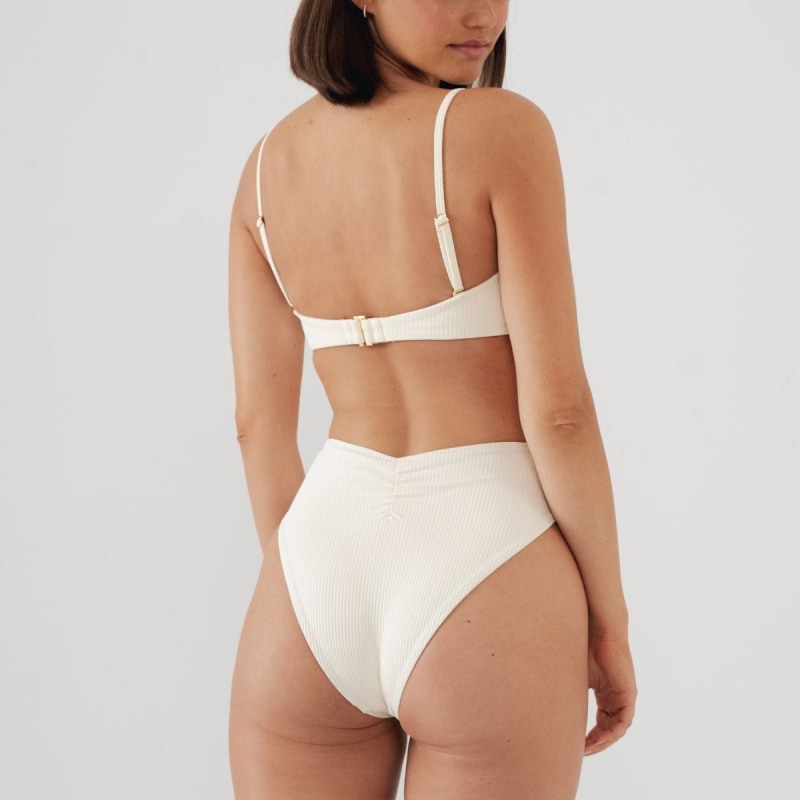 Cream Rib Paula Tie Up Bikini Bottom Montce Swim Wolf Badger