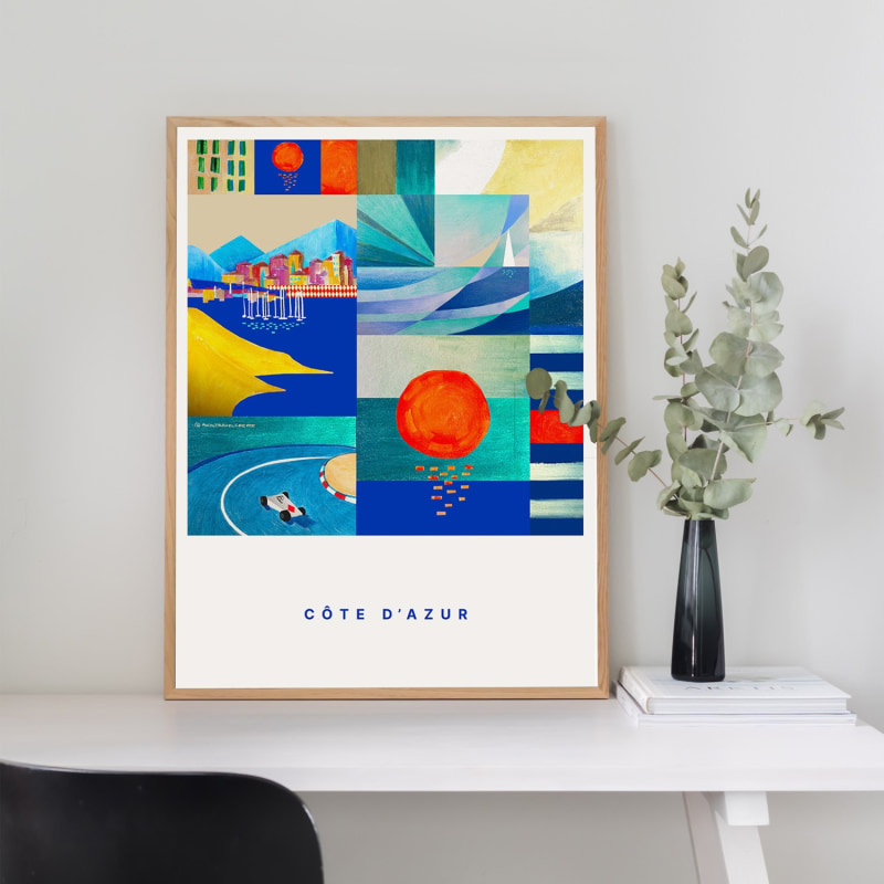 Thumbnail of Colourful Côte D'Azur Travel Poster: Sunrises And Sunsets By The Sea image