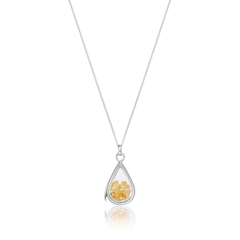 Thumbnail of Sterling Silver Citrine Birthstone Teardrop Locket image