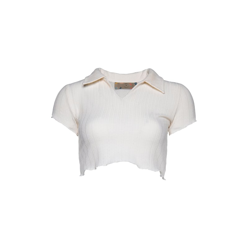 Cropped polo shirt white sales