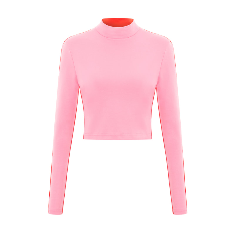 Pink turtleneck crop top hotsell