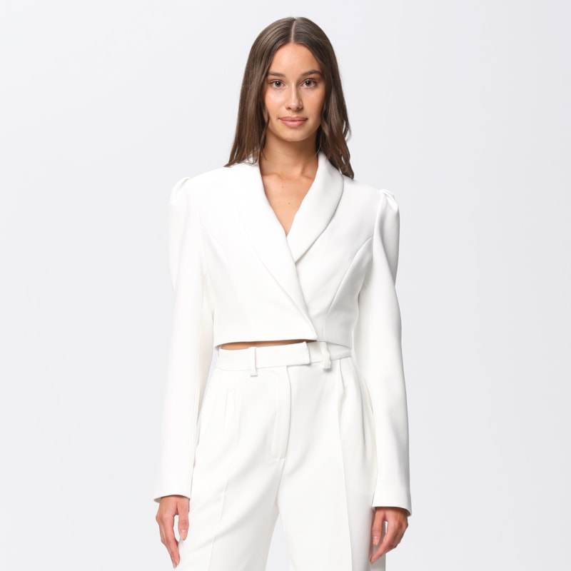 Ivory cropped blazer online