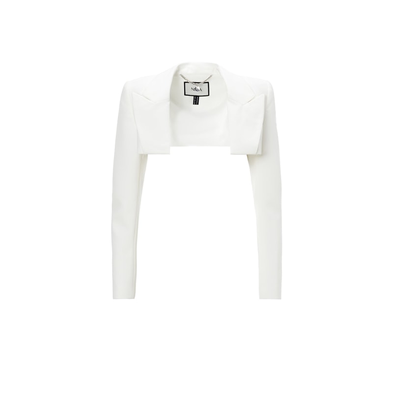White cropped blazer jacket online
