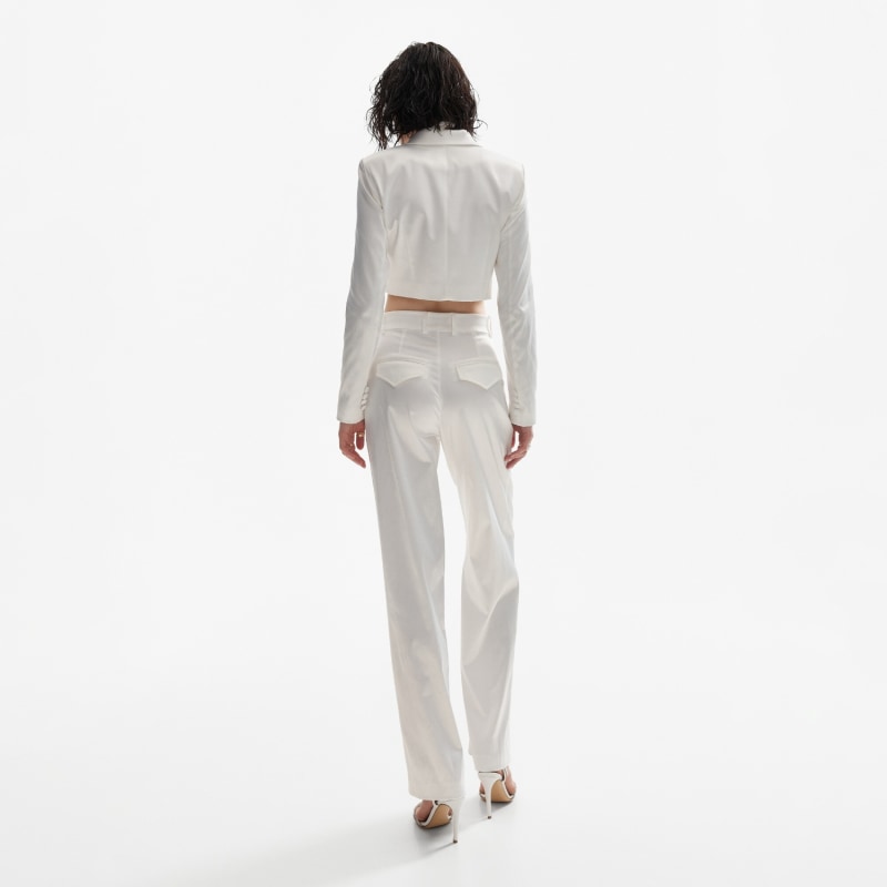 Thumbnail of Cropped Satin Blazer In White image