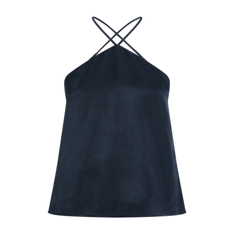 Thumbnail of Cross Strap Satin Camisole Top - Navy Blue image