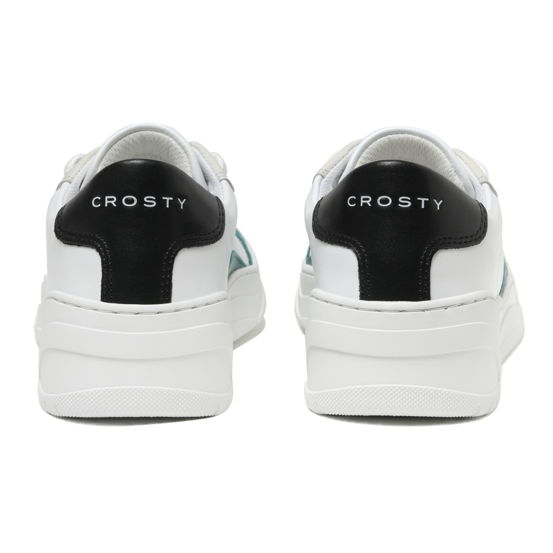 Thumbnail of Crosty Onda Men’s Designer Sneakers - White Italian Leather - Green & Black Accents image