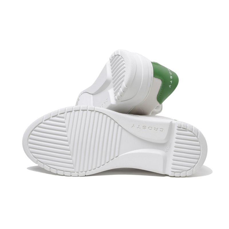 Thumbnail of Crosty Onda Men’s Designer Sneakers - Off-White Italian Leather - Gray & Green Accents image