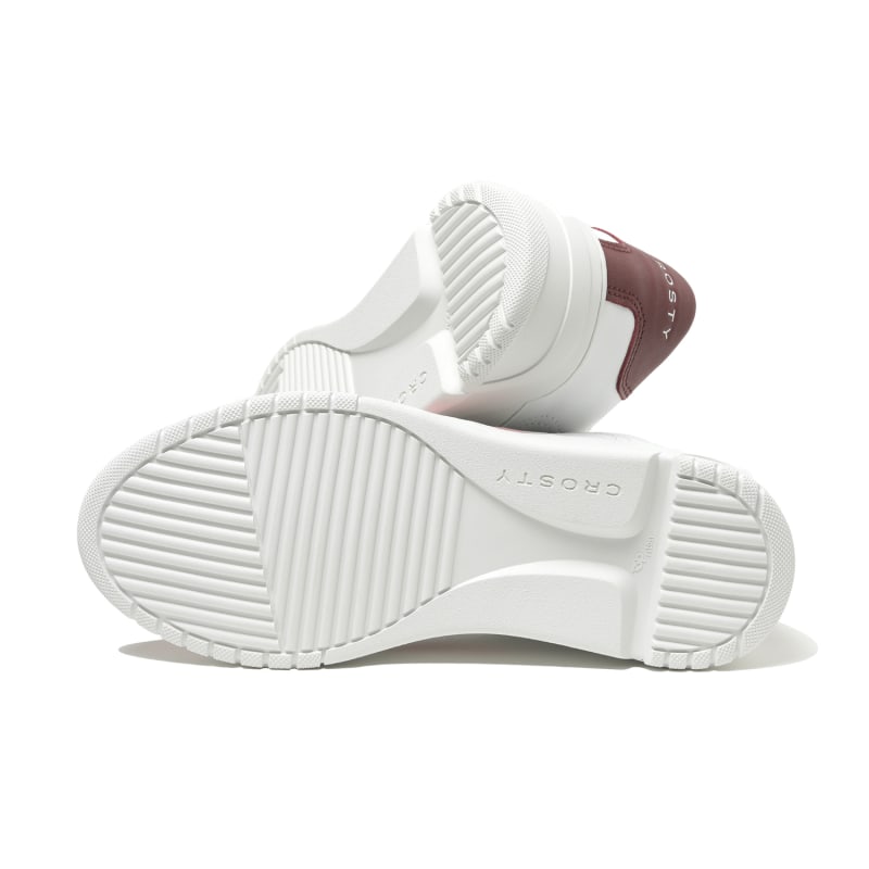 Thumbnail of Crosty Onda Men's Designer Sneakers - White Italian Leather - Pink & Burgundy Accents image