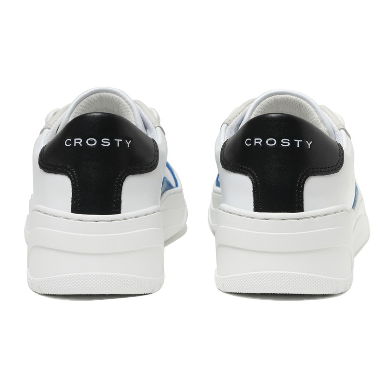 Thumbnail of Crosty Onda Women’S Designer Sneakers - White Italian Leather - Blue & Black Accents image