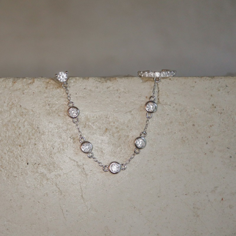 Thumbnail of Crystal Chain Earring - Silver image