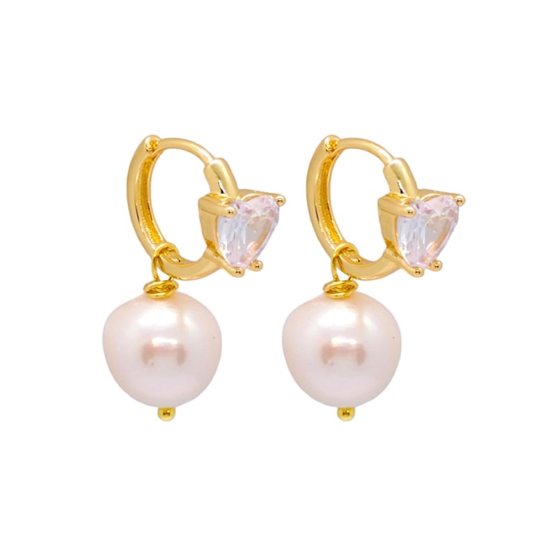 Thumbnail of Crystal Heart Baroque Pearl Earrings image