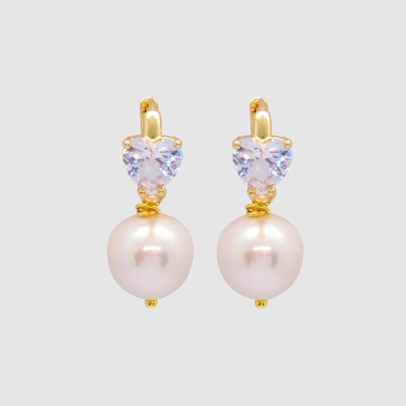 Thumbnail of Crystal Heart Baroque Pearl Earrings image