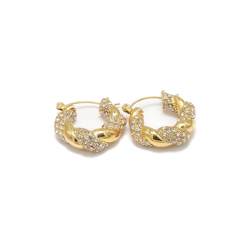 Thumbnail of Crystal Silver Diamante Hoop Earrings image