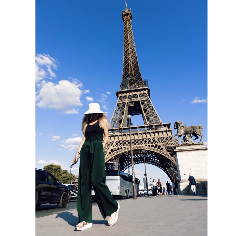 Thumbnail of Dark Green High Waist Long Wide Leg Trousers image