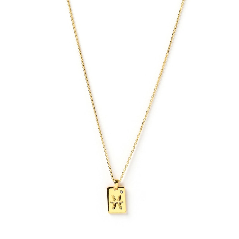 Thumbnail of Pisces Zodiac Gold Tag Necklace image