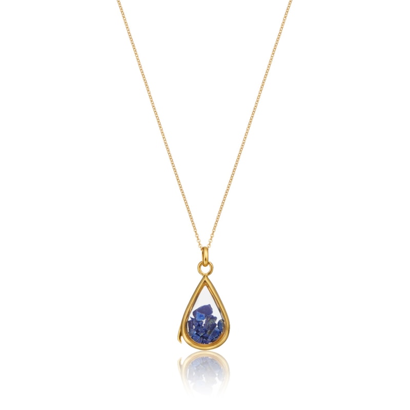 Thumbnail of Gold Glass Lapis Teardrop Locket image