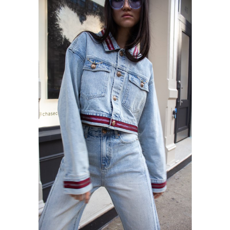 Thumbnail of Danielle Denim Jacket With Red Lining image