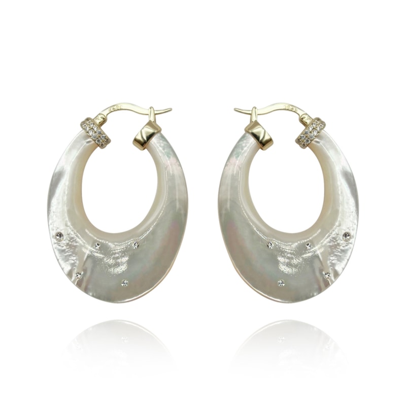 Sterling Silver Mother of Pearl Hoop Earrings Sterling Silver Mother of Pearl Hoop Earrings