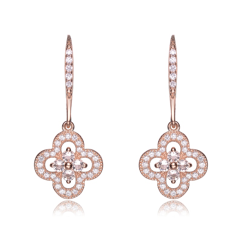 Rose Flower Leverback Earrings Rose Gold over Sterling Silver Rose Flower Leverback Earrings Rose Gold over Sterling Silver