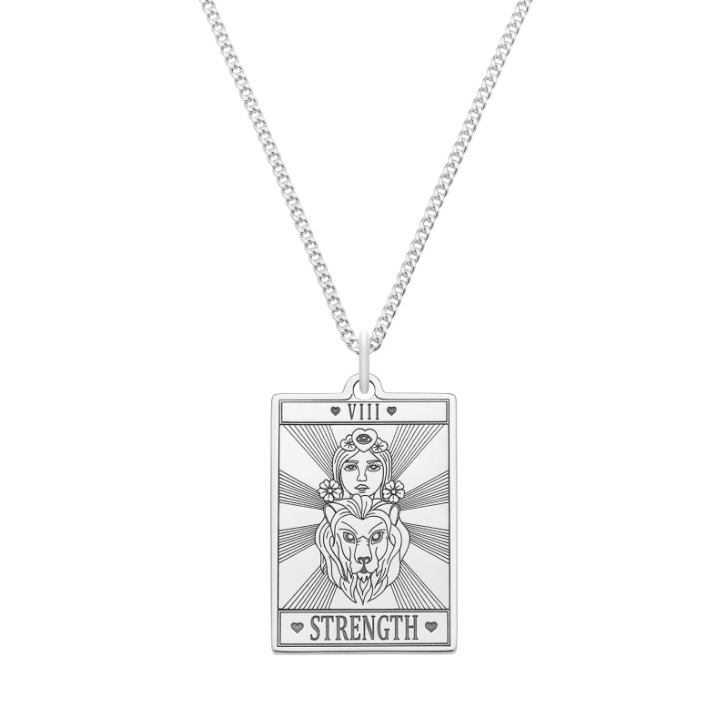 Thumbnail of Medium Sterling Silver “Strength” Tarot Card Necklace image