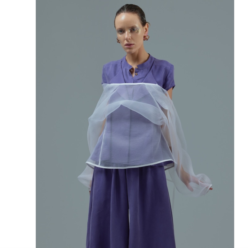 Thumbnail of Cupro Blouse With Flared Hem Violet image