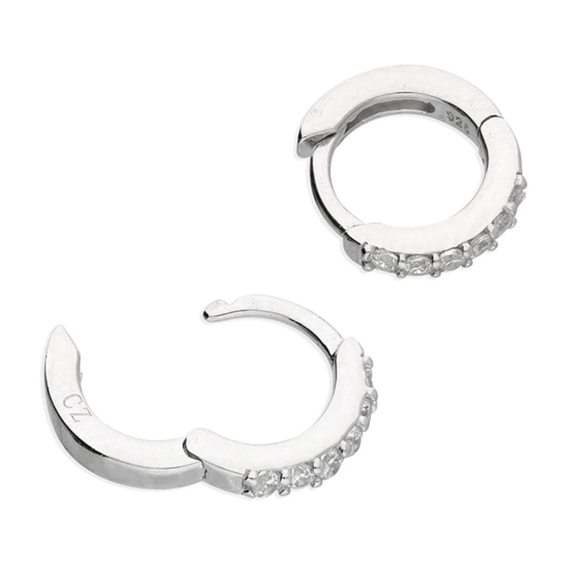 Thumbnail of Curve Silver Huggie Earrings image