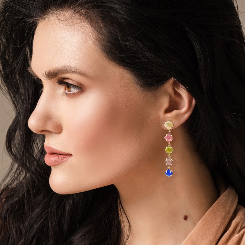 Multi color long earrings shop