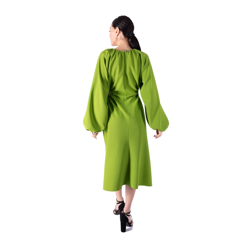 Thumbnail of Cutout Crepe Midi Dress - Olive Color image