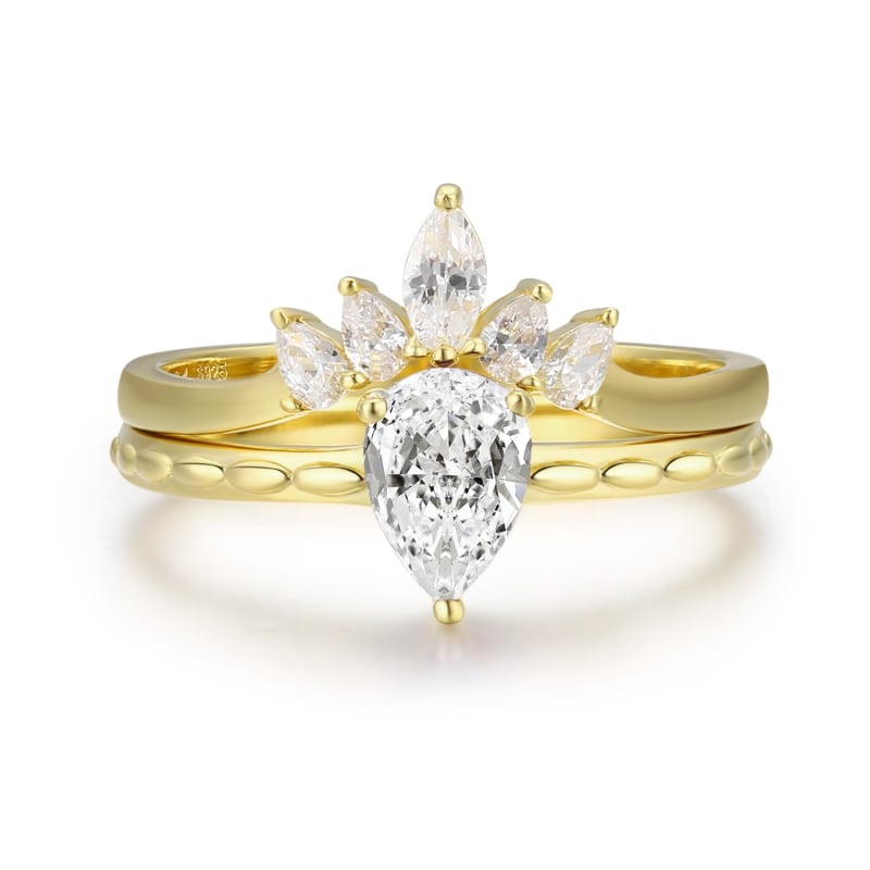 Thumbnail of Supreme & Harmony White Topaz Yellow Gold Vermeil Ring Set image