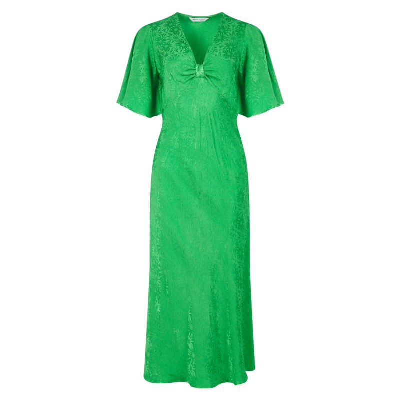 Thumbnail of The Elouise Midi Dress In Green Floral Satin image