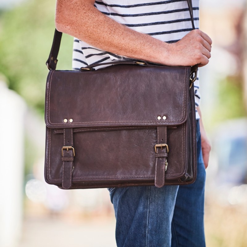 Thumbnail of Wandering Soul Dark Brown Leather Messenger Bag image