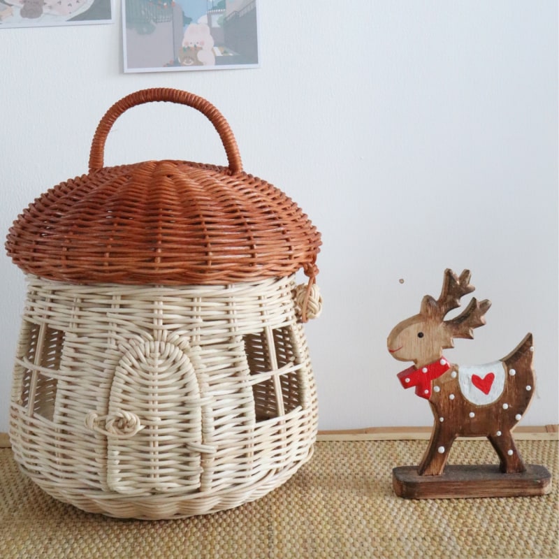 Thumbnail of Valentina Rattan Mushroom House Basket Bag image