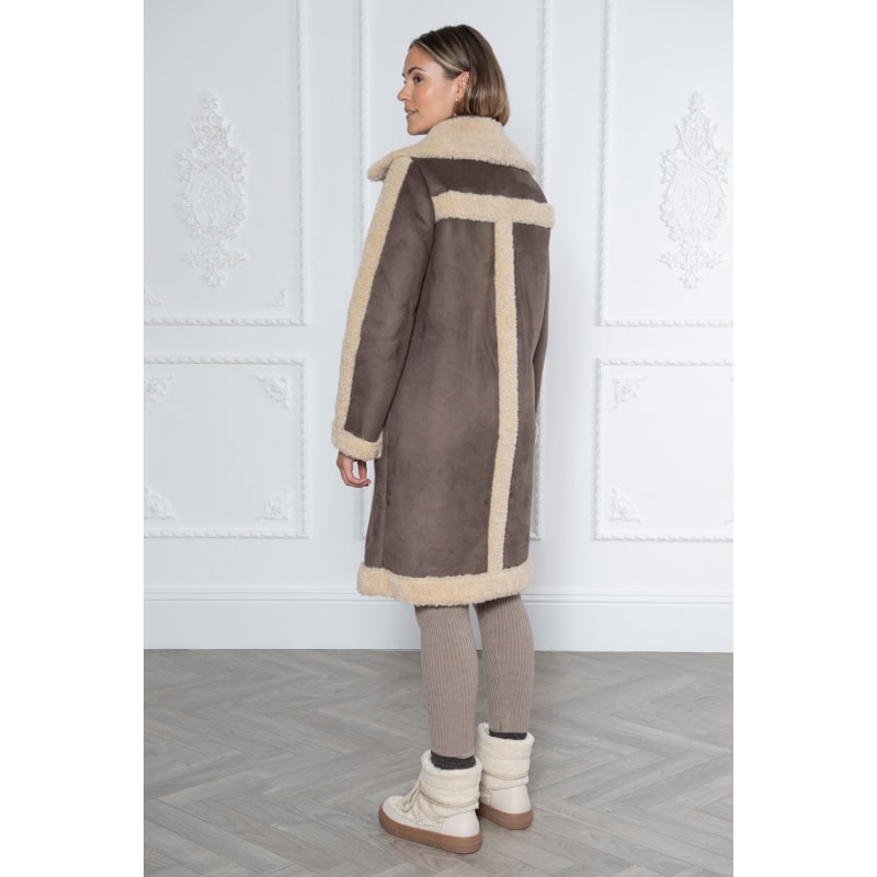 Thumbnail of Ruby Long Faux Shearling Coat Brown image