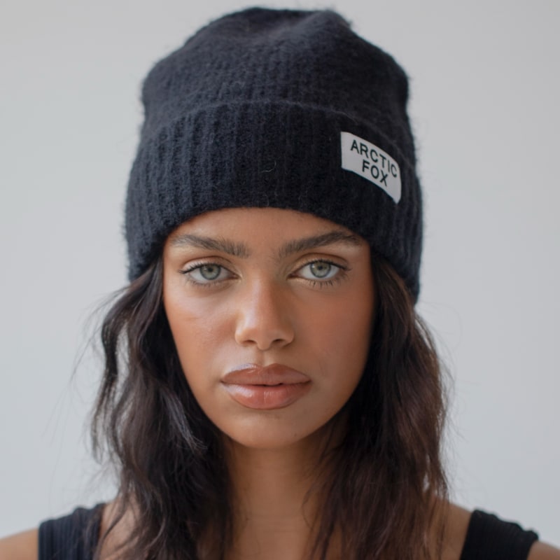 The Mohair Beanie In Midnight Black | Arctic Fox & Co