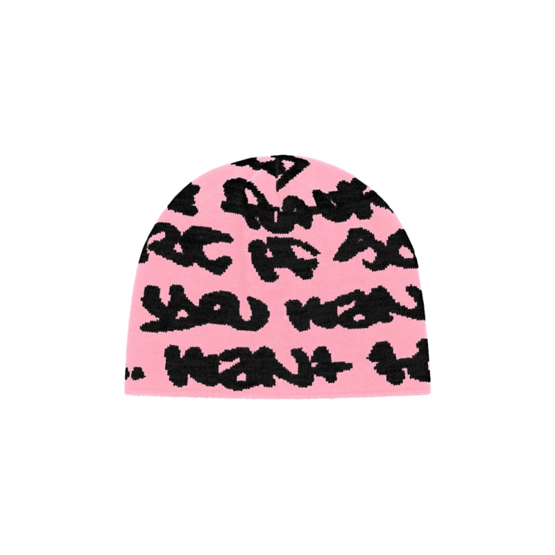 Black & Pink Reversible Graffiti Beanie Hat | BSIDELDN | Wolf & Badger