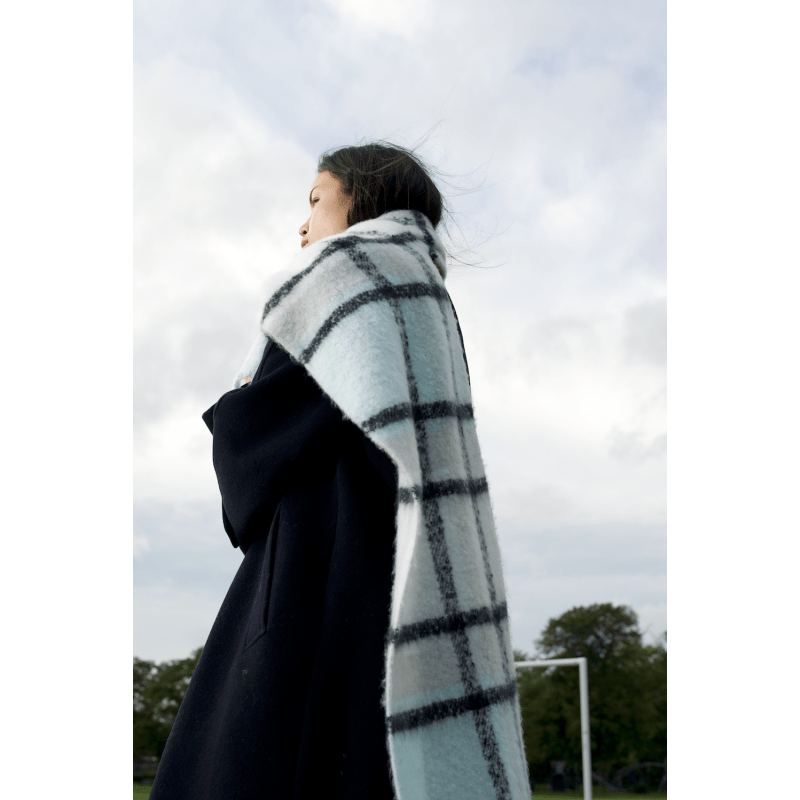 Thumbnail of Replaid Oversized Scarf - Sky Blue & Black image