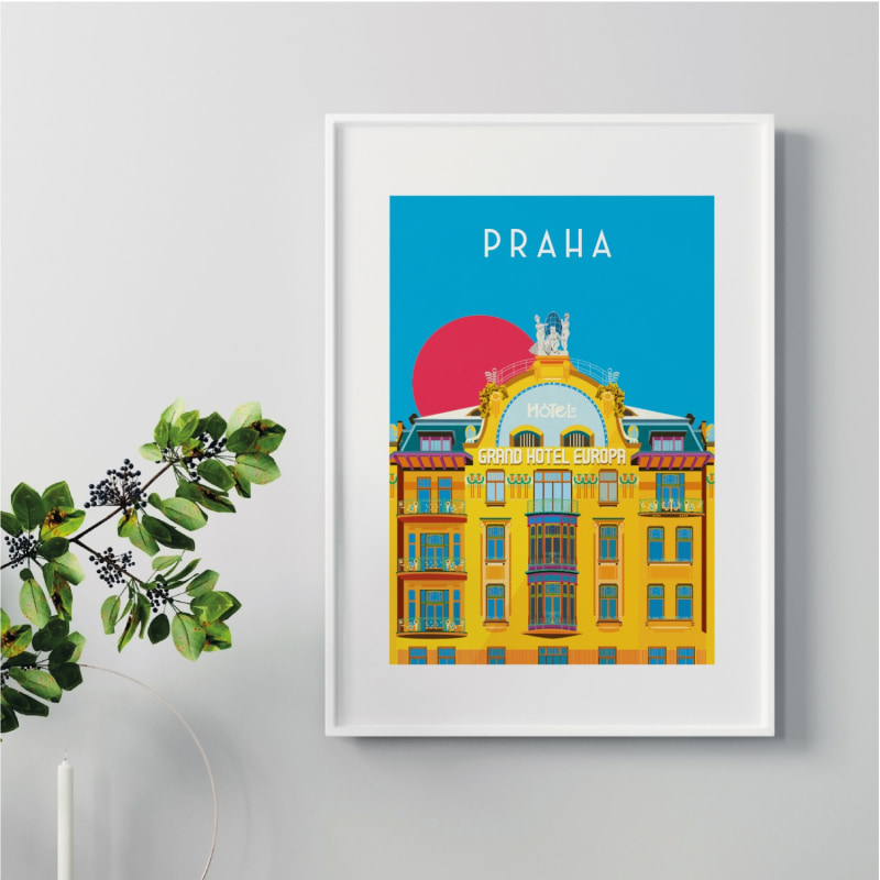 Thumbnail of Praha Prague Illustrated Art Print image