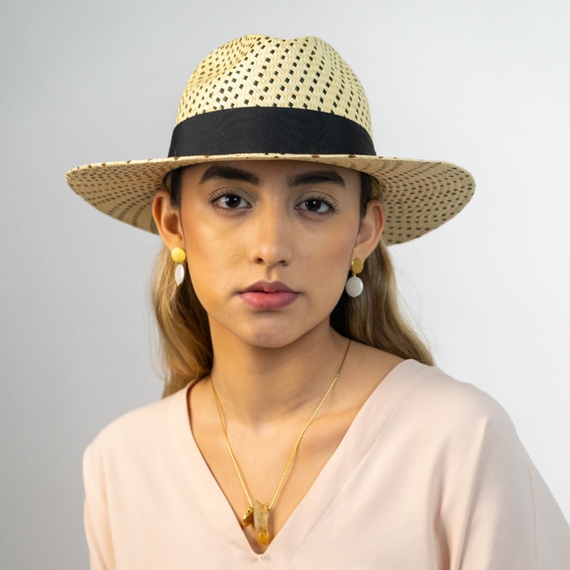 Thumbnail of Morales Straw Panama Hat - Black, Neutrals image