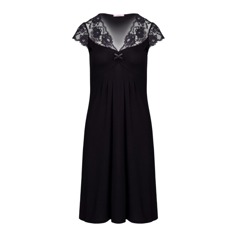 Classy Midi Nightdress With Lace Black by Oh Zuza night day