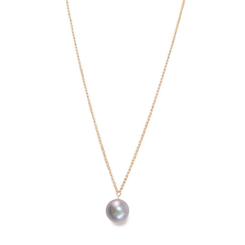 Thumbnail of XXL Grey Pearl Pendant Necklace Gold image